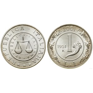 Italie, 1 lire, 2001, Rome