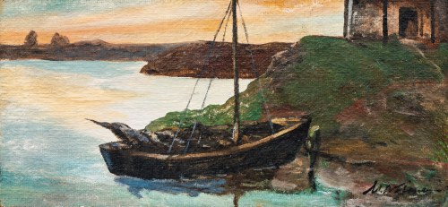 Marian Mokwa, Łódź na wybrzeżu, ok. 1950 r.