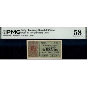 Italy. 1893 1 Lira - Umberto I - Buoni di Cassa