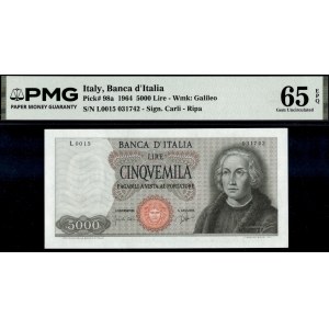 Italy. 1964 5000 Lire - Prefix L0015