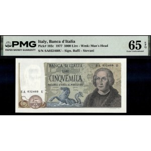 Italie. 1977, 5 000 lires - Prefix SA