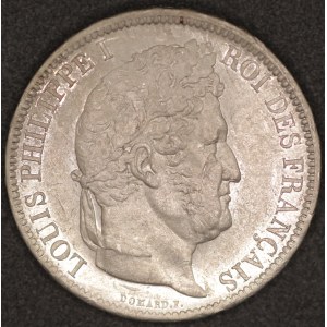 Francúzsko. 1831, 5 frankov – Ľudovít Filip I. – kotva – striebro