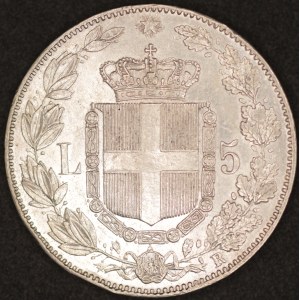 Italy. 1879 5 Lire - Umberto I - Silver