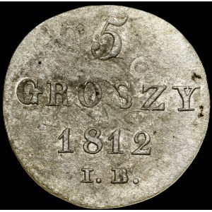 Poland. 1812 IB 5 Groszy - Friedrich August I - Warsaw - Struck over 1786 1/24 Prussia Thaler - Silver