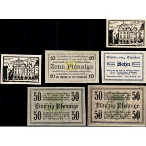 Poland. Wałbrzych 1920 - 2 x 5 10 & 50 Fenigow - 6 Pieces Total