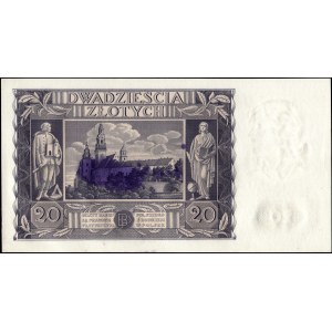 Polen. 1936, 20 Zloty, Präfix AI – Wertlose Briefmarke