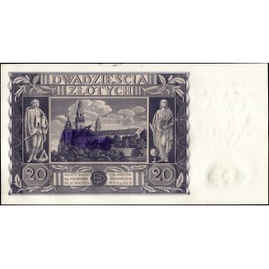 Poland. 1936 20 Zlotych Prefix AV - Wertlos Stamp
