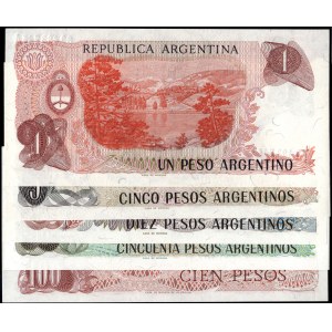 Argentina. 1977 - 1 5 10 50 100 Pesos - 5 Piece Type Set