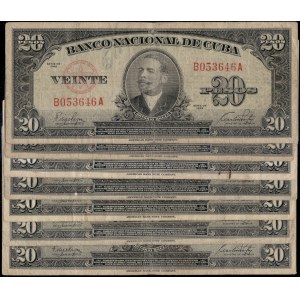 Cuba. 1949 20 Pesos - 7 Pieces Total