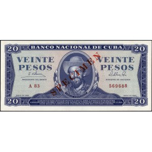 Cuba. 1965 20 Pesos - Specimen