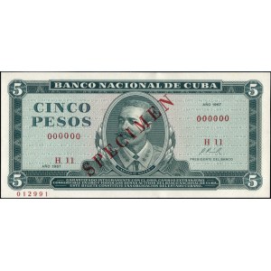 Cuba. 1967 5 Pesos - Specimen