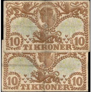 Denmark. 1939 10 Kronor - 2 Pieces