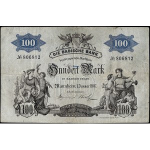 Germany. 1907 100 Mark - Baden - Mannheim