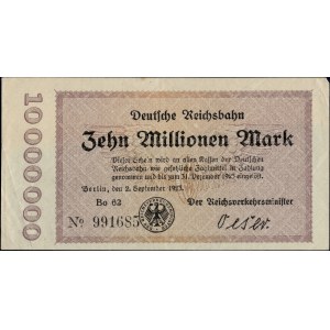 Germania. 1923, 10 milioni di milioni di marchi - Reichsbahn
