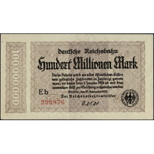 Germania. 1923, 100 milioni di milioni di marchi - Reichsbahn