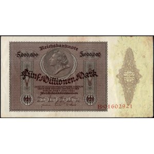 Germany. 1923 5 Million Mark Prefix B - Reichsbanknote