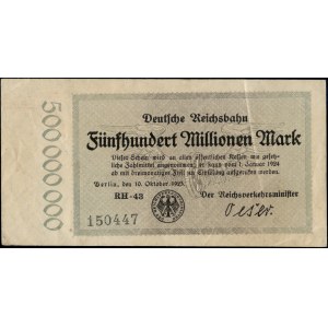 Germany. 1923 500 Million Millionen Mark - Reichsbahn
