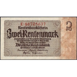 Germany. 1937 2 Rentenmark Prefix E