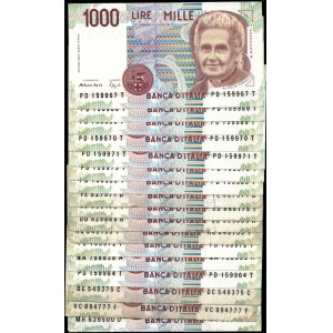 Włochy. 1990 r., 1000 lir – 17 sztuk