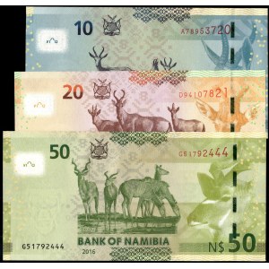 Namibia. 2016 - 10 20 50 Dollars - 3 Pieces Total