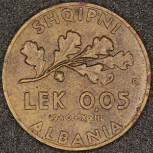 Albania. 1940 0.05 Lek Italian Occupation