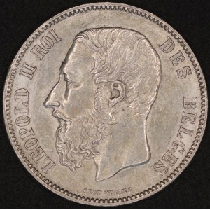 Belgium. 1873 5 Francs - Leopold II - Silver
