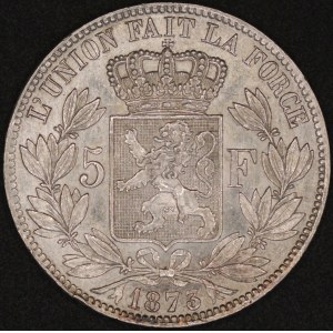 Belgium. 1873 5 Francs - Leopold II - Silver