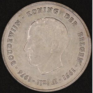 Belgien. 1976, 250 Francs – Baudouin I., 25. Jahrestag der Thronbesteigung – Niederländisch – Silber
