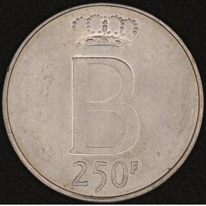 Belgien. 1976, 250 Francs – Baudouin I., 25. Jahrestag der Thronbesteigung – Niederländisch – Silber