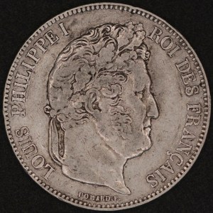 France. 1835 W Lille 5 Francs - Louis Philippe I - Silver
