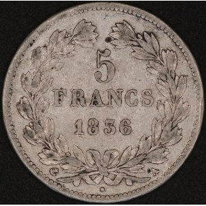 France. 1836 A Paris 5 Francs - Louis Philippe I - Silver