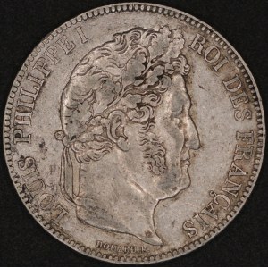 Francia. 1839 BB Strasburgo 5 franchi - Luigi Filippo I - Argento