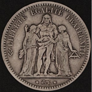 France. 1848 A Paris 5 Francs - Hercules - Silver