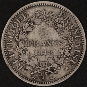 France. 1848 A Paris 5 Francs - Hercules - Silver