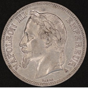 France. 1868 A Paris 5 Francs - Napoleon III - Silver