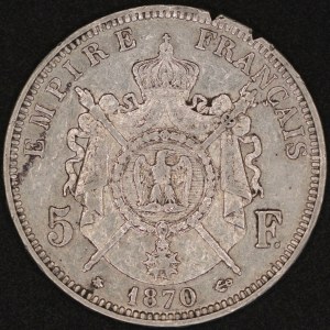 France. 1870 A Paris 5 Francs - Napoleon III - Silver