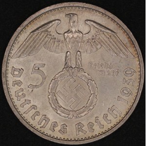 Germany. 1939 5 Reichsmark B Vienna - Paul von Hindenburg - Silver