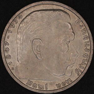 Germany. 1939 5 Reichsmark B Vienna - Paul von Hindenburg - Silver