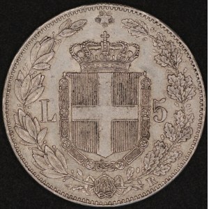 Italy. 1879 5 Lire - Umberto I - Silver