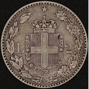 Italy. 1886 2 Lire - Umberto I - Silver