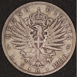 Italy. 1906 1 Lira - Vittorio Emanuele III - Rome - Silver