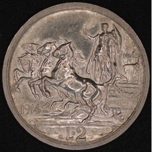 Italy. 1914 2 Lire - Vittorio Emanuele III - Silver