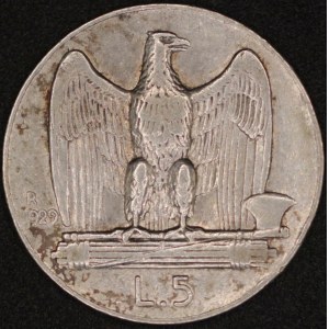 Italy. 1929 5 Lire - Vittorio Emanuele III - Silver