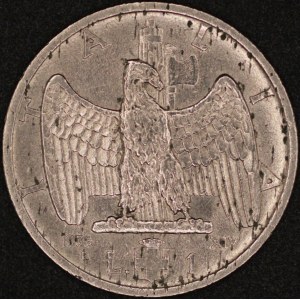 Italy. 1936 1 Lira - Vittorio Emanuele III - Rare Year