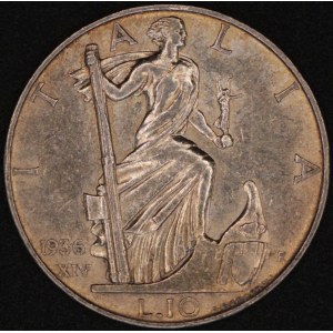 Italy. 1936 10 Lire - Vittorio Emanuele III - Silver