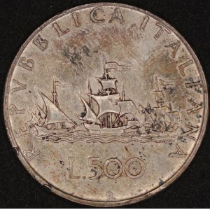 Itálie. 1960, 500 lir – stříbro
