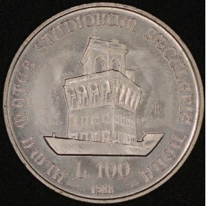 Italy. 1988 100 Lire - University of Bologna - Silver