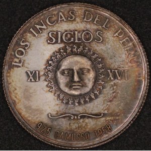 Peru. 1958 Token - Incas del Peru - Viracocha - Camusso - Silver
