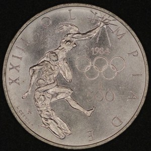 San Marino. 1984 500 Lire - 1984 Summer Olympics - Silver