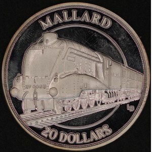 Turks and Caicos. 1996 20 Dollars - Steam Locomotives Series - 1 Ounce .999 Silver